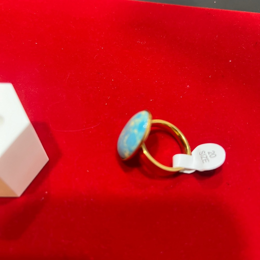 Elegant Gold plated  and Blue Ring